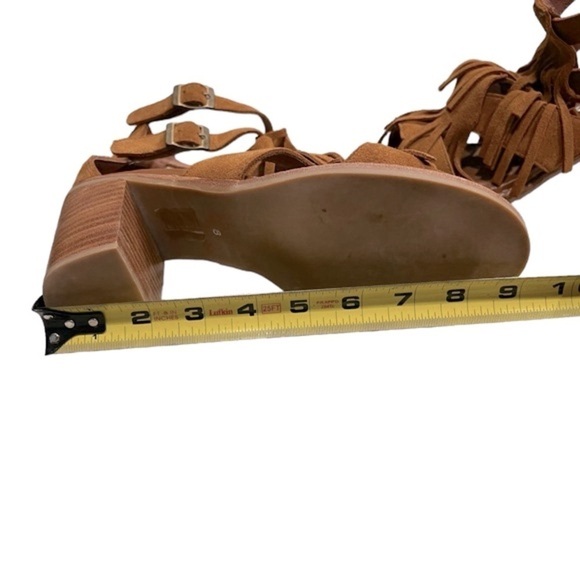 Jeffrey Campbell Western Revival Fringe Dodge Suede Stacked Heel Sandals Size 8 - Picture 12 of 15
